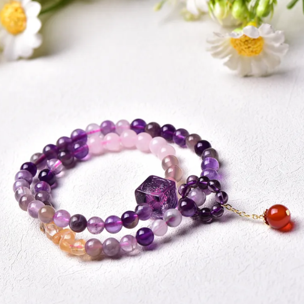 Natural amethyst multi-circle bracelet